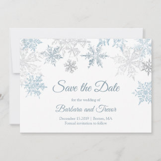 Reserve A Data Casamento no inverno de Natal Silver Blue Snowflak