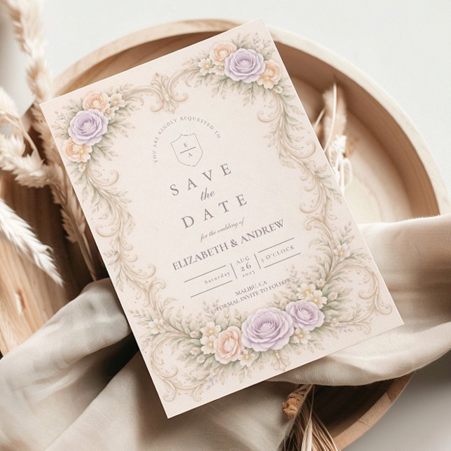 Reserve A Data Casamento no Jardim Barroco com Tom de Bege Lavand (Criador carregado)