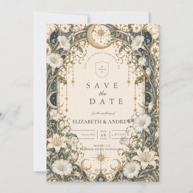 Reserve A Data Casamento no Jardim Celestial Romântico (Frente)