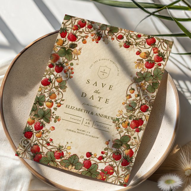 Reserve A Data Casamento no Jardim de Morangos Vintage (Criador carregado)