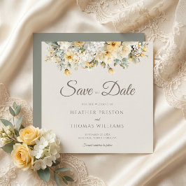 Reserve A Data Casamento no Jardim Floral Romântico Elegante
