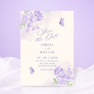 Reserve A Data Casamento no jardim floral roxo