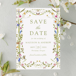 Reserve A Data Casamento no Prado de Flores Silvestres Coloridas