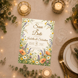 Reserve A Data Casamento no Prado de Flores Silvestres Romântico