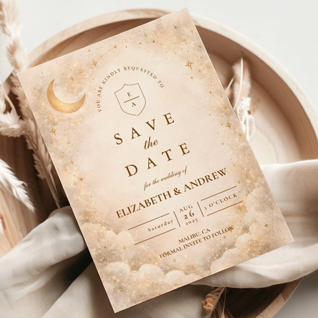 Reserve A Data Casamento Noite Estrelada Elegante (Criador carregado)