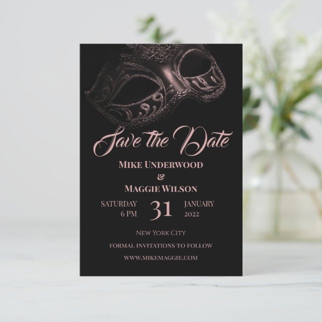 Reserve A Data Casamento noturno elegante (Em pé/Frente)