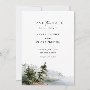 Reserve A Data  Casamento Oceano de Pinheiro Nebuloso Verde Sálvi