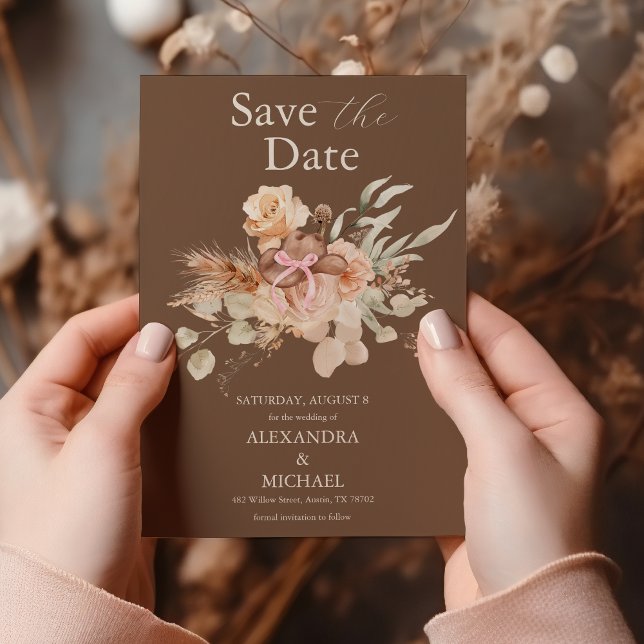 Reserve A Data Casamento Ocidental Floral Boho (Criador carregado)