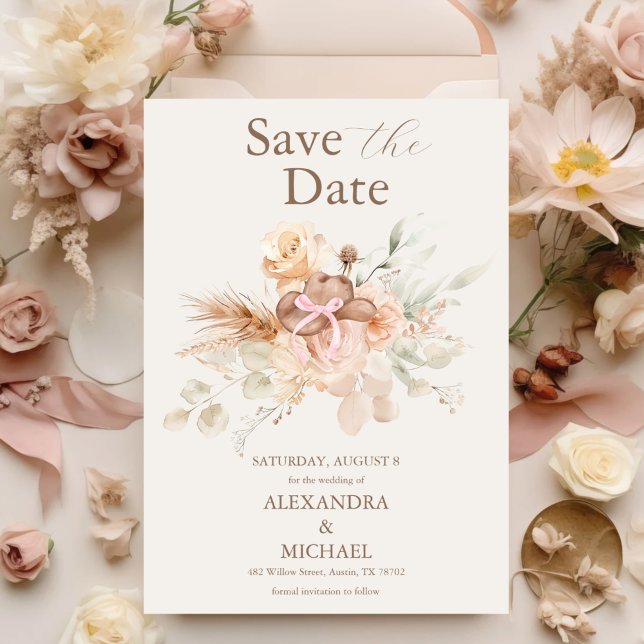 Reserve A Data Casamento Ocidental Floral Boho (Criador carregado)