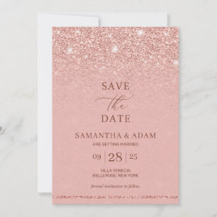 Reserve A Data Casamento ombre de glitter rosa dourado que pode s