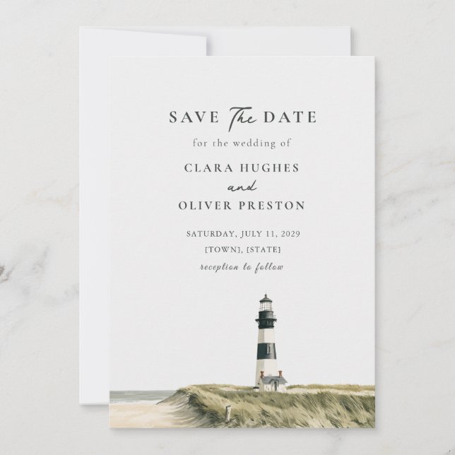 Reserve A Data Casamento Outer Banks com Aveia do Mar e Farol Lis (Frente)