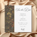 Reserve A Data Casamento outono Botânico Elegante Vintage Cottage<br><div class="desc">Anuncie seu dia especial com um cartão de data que salve o eterno elegância e charme sofisticado. Esta elegante design de casamento apresenta uma fantástica vintagem ao estilo William Morris que cai em fundo botânico, rica com folhagem intrincada e tons quentes e terríveis. Os designs de convite são lindamente acentuados...</div>