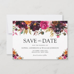 Reserve A Data Casamento outono de Flores de Aquarela de Autumn B