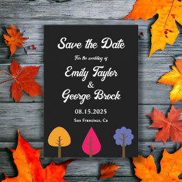 Reserve A Data Casamento outono Negro Russo das Árvores Coloridas