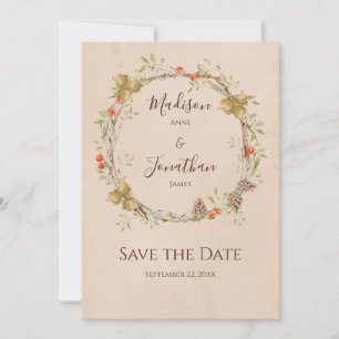 Reserve A Data Casamento outono Romântico Floral de Wreath