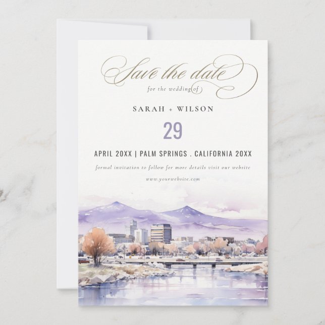 Reserve A Data Casamento Paisagem Aquarela em Boise, Idaho (Frente)