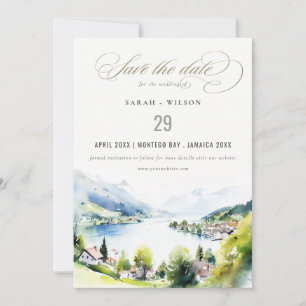Reserve A Data Casamento Paisagem Aquarela Lungern Suíça