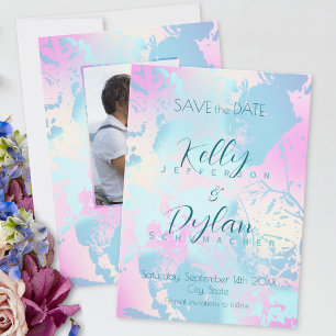 Reserve A Data Casamento Pastel Abstrato Moderno
