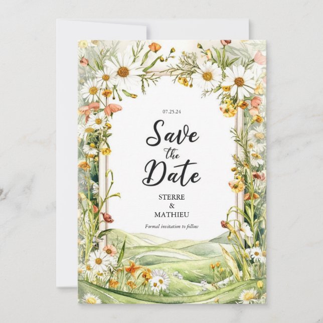 Reserve A Data Casamento Pastel Bloom Wildflower (Frente)
