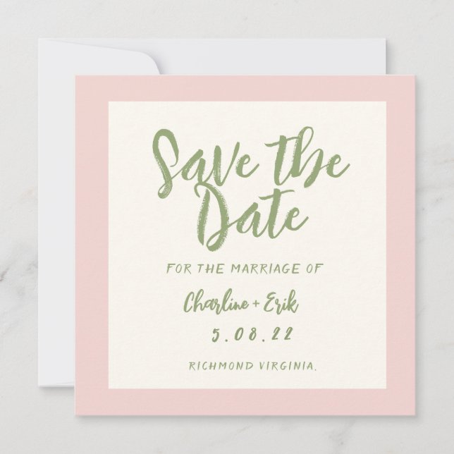 Reserve A Data Casamento Pastel Retro Caligrafia Save The Date (Frente)