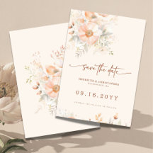 Casamento Peach Cream Floral Watercolor