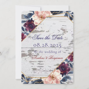 Reserve A Data Casamento Peônia Rosa Bege Burgundy Azul Marinho
