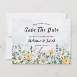 Reserve A Data Casamento Personalizado com Aquarela de Flor Silve