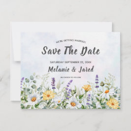 Reserve A Data Casamento Personalizado com Aquarela de Flor Silve