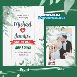 Reserve A Data Casamento Personalizado Elegante Greenery Minimali