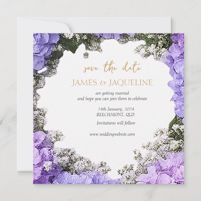 Reserve A Data Casamento Personalizado Salve a Data Hortênsia Lav (Frente)