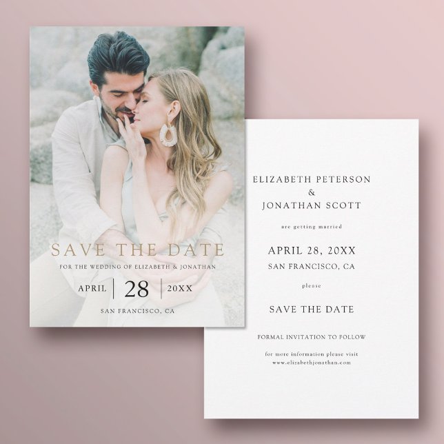 Reserve A Data Casamento Personalizado Simples Elegante Dourado (Criador carregado)