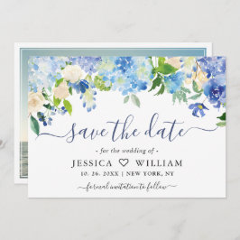 Reserve A Data Casamento PHOTO de Hydrangea Blue Watercolor