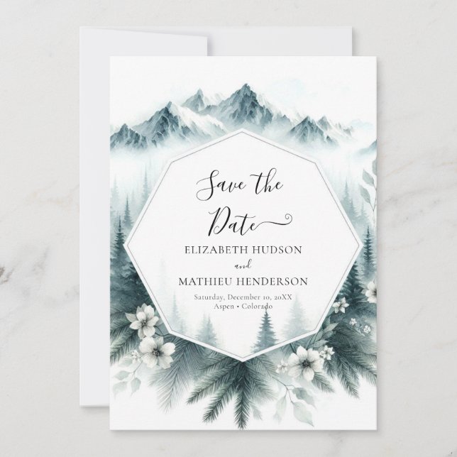 Reserve A Data Casamento Pine Whimsical Mountain (Frente)