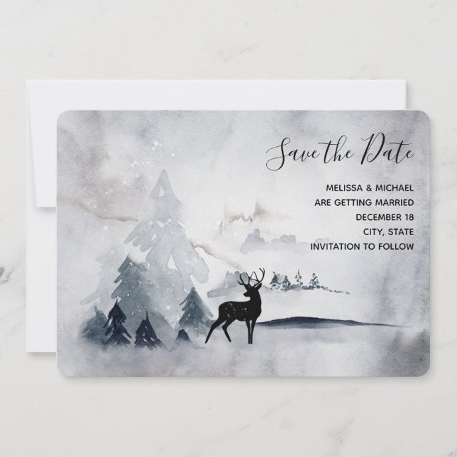 Reserve A Data Casamento por Aquarela de Cinzas Russas de Reindee (Frente)