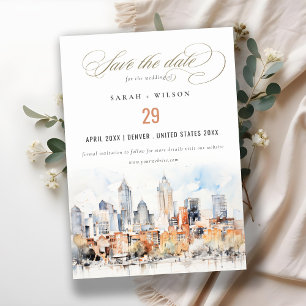 Reserve A Data Casamento por Aquarela de Skyline do Elegante Denv