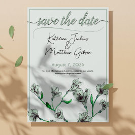 Reserve A Data Casamento por Aquarela Floral Verde Sage