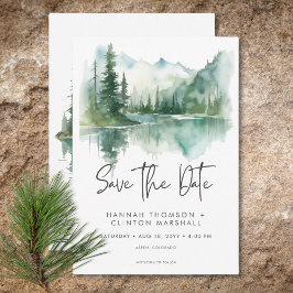 Reserve A Data Casamento por Aquarela Rustic Mountain Lake Scene