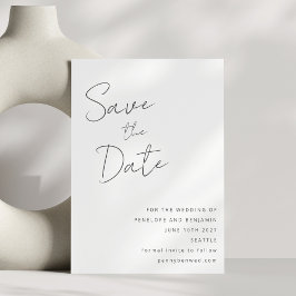 Reserve A Data Casamento Preto Branco com Letra Manuscrita Elegan