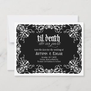 Reserve A Data Casamento Preto Branco Gótico Até a Morte