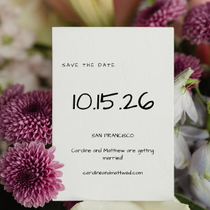 Reserve A Data Casamento Preto Branco Minimalista Simples Manuscr