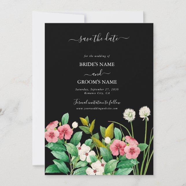 Reserve A Data Casamento Preto de Cores Aquáticas Permutável (Frente)