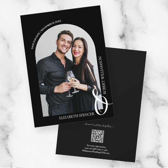 Reserve A Data Casamento Preto do Código QR de Foto (Criador carregado)