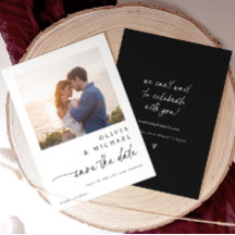 Casamento Preto e Branco com Letra Manual Moderna