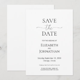 Reserve A Data Casamento preto e branco com script mínimo simples