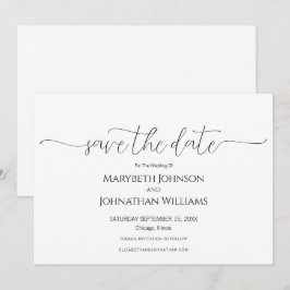 Reserve A Data Casamento preto e branco com script mínimo simples