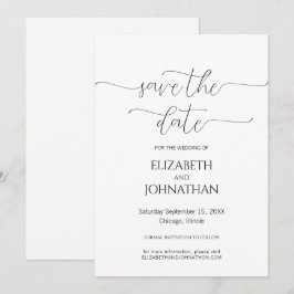 Reserve A Data Casamento preto e branco com script mínimo simples