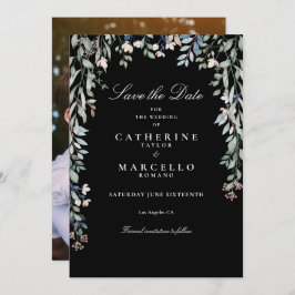 Reserve A Data Casamento Preto E Branco De Flores Florais