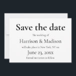 Reserve A Data Casamento preto e branco do serif legante Salva a<br><div class="desc">Salve a data,  moderno e elegante cartão de anúncio de casamento Serif. Preto e Branco</div>