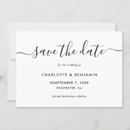 Reserve A Data Casamento Preto e Branco Elegante