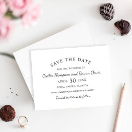 Reserve A Data Casamento preto e branco elegante